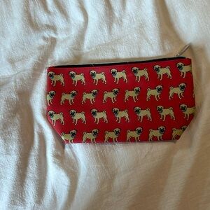 Red Pug Print Pouch